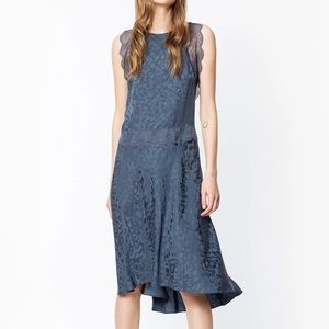 Brand New With Tags Zadig & Voltaire Blue Jac MIDI dress L silk